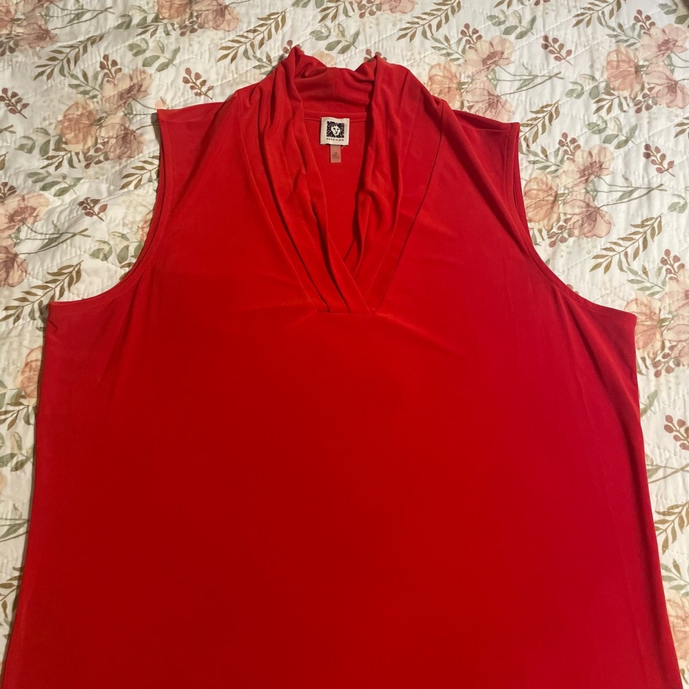Anne Klein Vibrant Red Sleeveless Blouse